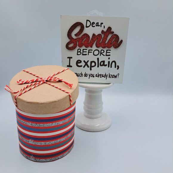 Holiday Glitter Giftbox & Christmas Sparkly Dear Santa Sign - Picture 2 of 10